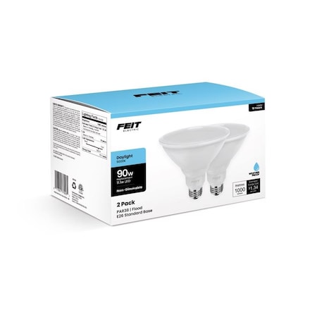 Feit Electric PAR38 E26 Medium LED Bulb Daylight 90 Watt Equivalence, 2PK PAR389085010K2