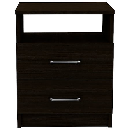 Homeroots 20" Black Wood Two Drawer Nightstand 543680