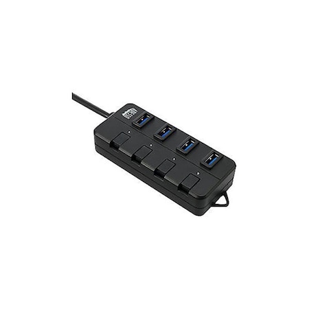 Adesso 4 Ports USB 3.0 Hub with Power Saving Switch - Black AHU-3040