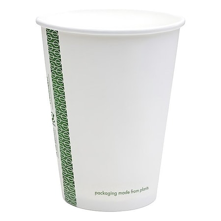 Vegware Hot Cup, 12 oz, Green; White, PK1000 LV-12G