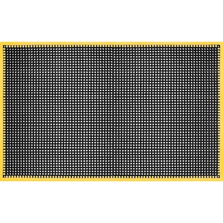 Global Industrial Drainage Mat, 3'W x 3'L, 7/8" Thick, Black/Yellow Border 670824