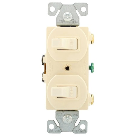 Eaton Wiring Devices Combination Toggle Switch, 15 A, 120277 V, Screw Terminal, Steel Housing Material 271LA