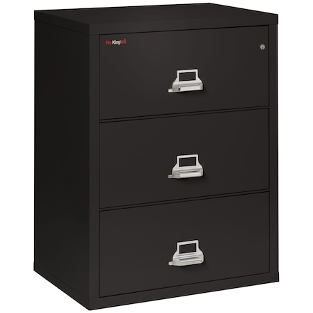 Fireking 25-3/16" W 3 Drawer Fire-Resistant Lateral File Cabinet, Black, Letter/Legal 3-3122-CBL
