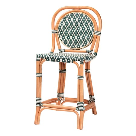 Bali & Pari Mattie Natural Rattan Bistro Counter Stool, Green 269-14769-ZORO