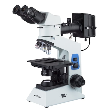 Amscope ME580 Compact Metallurgical Upright Binocular Compound Microscope 40X-800X w/Dual Illumination Pola ME580BA-PZ-2L-5M3