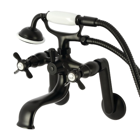 Kingston Brass Tub Wall Mount Clawfoot Tub Faucet with Hand Shower, Matte Black KS249MB