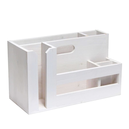 Homeroots 7" White Wood Desk Organizer 661197