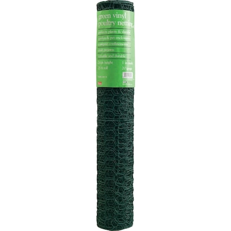 Unbranded 1''x24'' H.x25 ' L. Green Vinyl-Coated Poultry Netting 741892