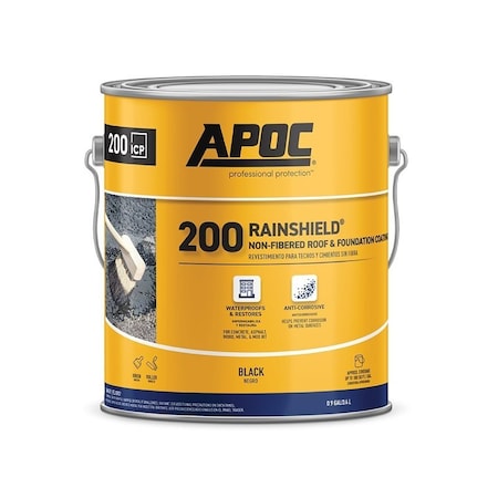 Apoc 200 Rainshield AP-200 Series Non-Fibered Roof and Foundation Coating, Black, 1 gal, Pail, Liquid AP-2001