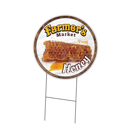 Signmission Farmers Market Honey For Sale Double Sided Corrugated Plastic Circle Yard, C-16-CIR-DS-WS- Honey C-16-CIR-DS-WS- Honey