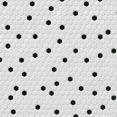 Msi Black And White 10.35 In. X 11.93 In. Matte Porcelain Mesh-Mounted Mosaic Tile, 15PK ZOR-MD-0358