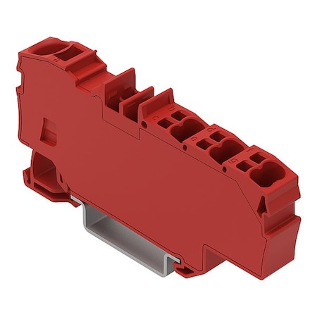 Wago Terminal Block, 2.91" L, 1.3" W, 800V, Red 2006-8033