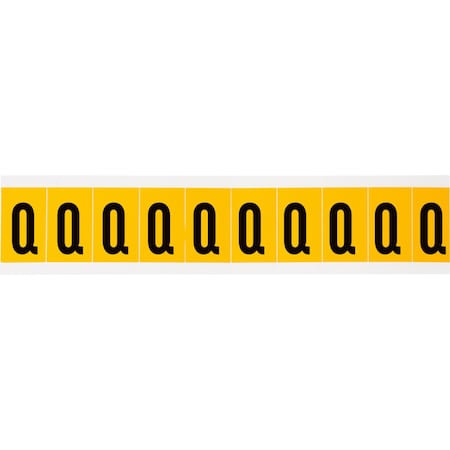 Brady Outdoor Vinyl 1 in Black on Yellow Letters Q Card of 10 Labels, 10PK 1530-Q