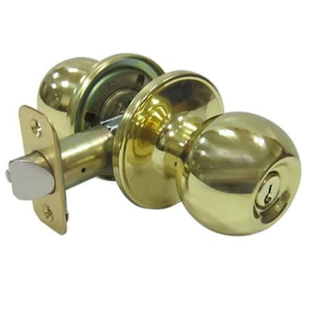 Taiwan Fu Hsing Industrial Tru-Guard Ball Style Knob Entry Lockset, Polished Brass 221781