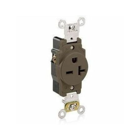 Leviton Straight Blade Receptacle, 6-20R, 20 A, 250V AC, 2 Pole, 3 Wire, Flush Mount, Grounded 5461