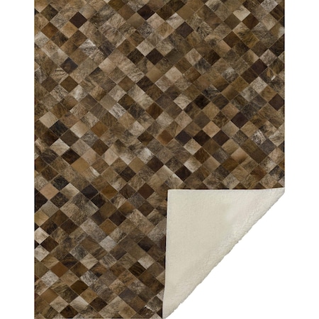 Homeroots 50" X 70" Brown Beige And Ivory Geometric Microfiber Plush Throw Blanket 712411