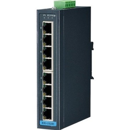 Advantech 8PORT 10/100MBPS UNMANAGED IND ENET SWITCH WIDE TEMP -40 75C EKI-2528I-BE