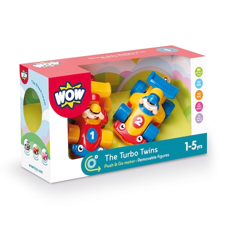 Wow Toys The Turbo Twins, Push & Go Toy Racing Cars WW 06060