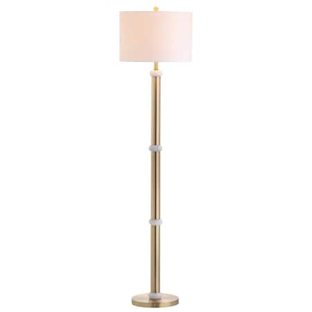 Jonathan Y Gregory 60.5" Metal/Marble LED Floor Lamp, Brass Gold/White JYL1088A