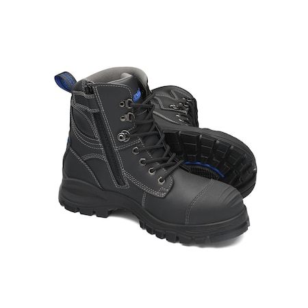Blundstone Steel Toe Lace Up Side Zip, Water Resistant, Bump Cap, Black, Au Size 10.5, Us Size 11.5 997-105