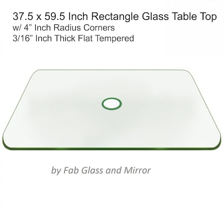 Fab Glass And Mirror 38 X 60in Rectangle Aquatex Patio Glass Table Top w/ 4in Radius Corner 3/16in Thick Flat T 38x60RECT6THFLTE-RC