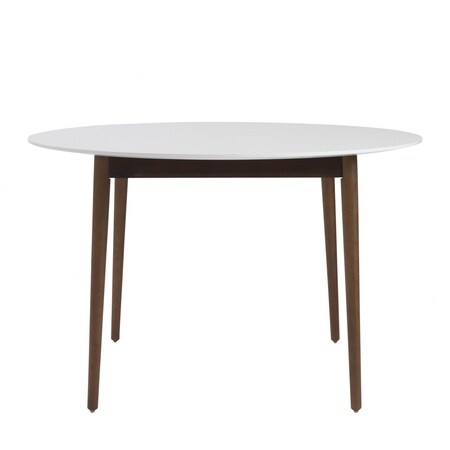 Homeroots 47" White And Brown Rounded Dining Table 400752