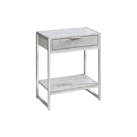 Homeroots 24" Silver And Gray Wood And Metal End Table With Drawer And Shelf 333227