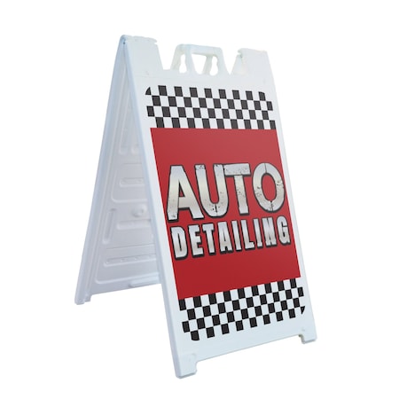 Signmission Auto Detailing, A-Frame & 2 Decals Installed, Heavy-Duty Plastic Frame SBHD-D-2436-30342