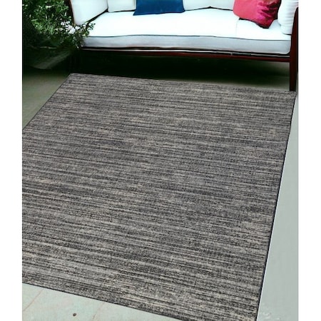 Homeroots 5' X 8' Brown and Ivory Striped Stain Resistant Indoor Outdoor Area Rug 531672