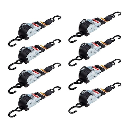 Mytee Products 2in x 10ft Auto Retractable Ratchet Straps with Coated S hook, 8PK RS210Rx8