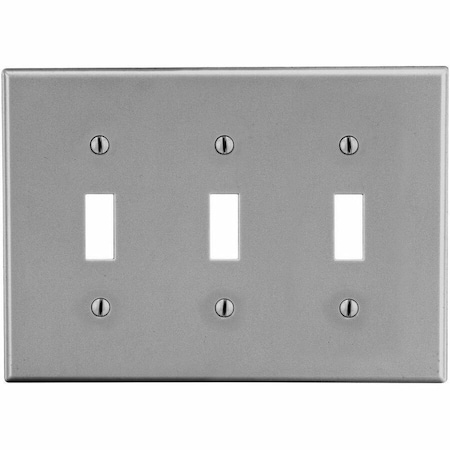 Hubbell Wiring Device-Kellems Toggle Switch Wall Plate, Number of Gangs: 3 Plastic, Satin Finish, Graphite P3GY