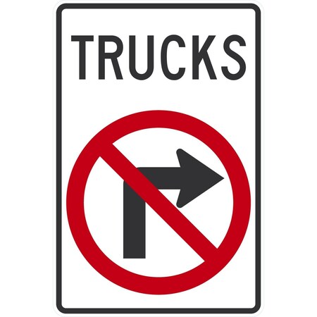 Lyle Trucks No Right Turn, 24x36, High Intensity Prismatic, White G-14351-HI_24x36