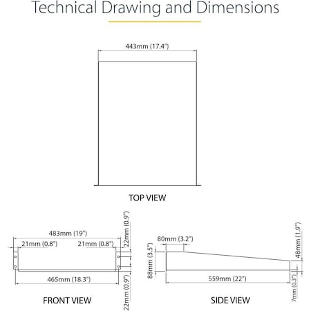 Startech.Com 2U 22IN FIXED RACK MOUNT CANTILEVER SHEL CABSHELF22