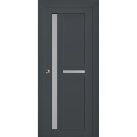 Sartodoors Sliding French Pocket Door with Frosted Glass 18x84 Solid Core Modern Interior VEREGIO7288PD-ANT-18 x 84