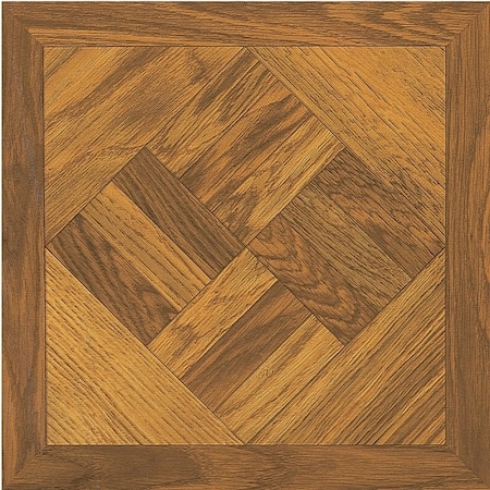 Prosource Vinyl Floor Tile, 12 in L Tile, 12 in W Tile, Square Edge, Dark Wood Geometric ELE-1811-1-3L
