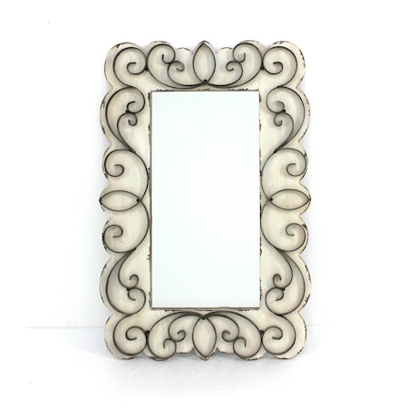 Homeroots 33" White Wood Framed Accent Mirror 274503