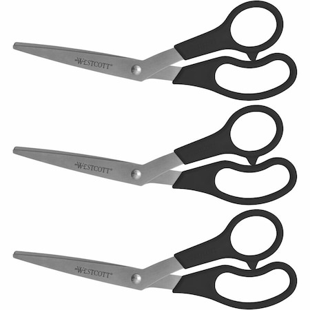 Acme United Westcott 8 Allpurpose Bent Scissors, Black, 3PK ACM13402