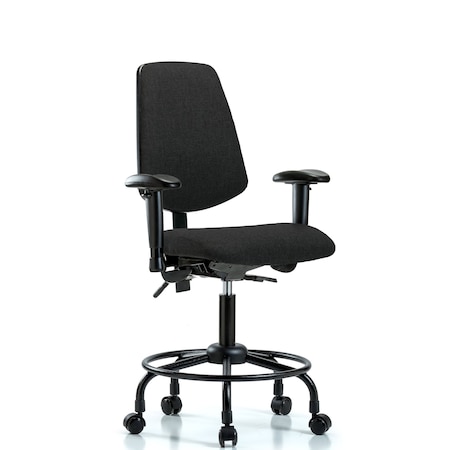 Blue Ridge Ergonomics Desk Chair Fab Desk Chair, Med, Bk, RT, Cast, Blk, Adjustable Arms, 21" to 26" Height, Fabric, Black BR-FDHCH-MB-RT-T1-A1-RC-F42