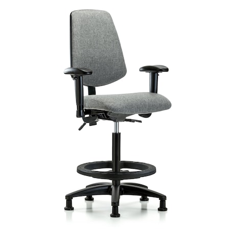 Blue Ridge Ergonomics Fab Hi Bench Chair, Med, Bk, AA, BF, Glds, Gry, 6-Way Adjustable, 26" to 35-1/2" Height, Grey BR-FHBCH-MB-RG-T0-A1-BF-RG-F44