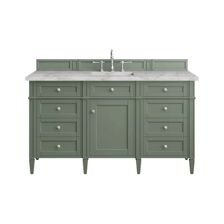 James Martin Vanities Brittany 60'' S Vanity, Smokey Celadon w/ Victorian Sil Top w/FreePower Wireless Charger 650-V60S-SC-FVSL