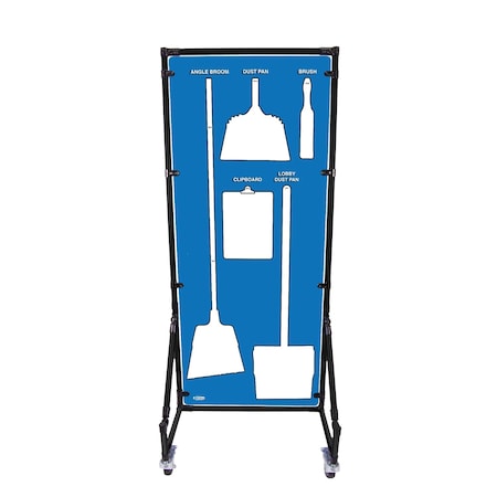5S Supplies Housekeeping Shadow Board Broom Station V12, Blue / White, Broom, No Text HSB-V12-BLUE/WHITE-BO- NO TEXT