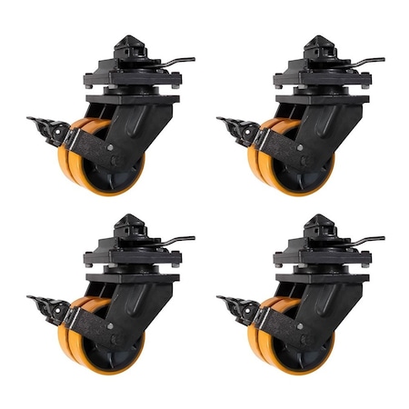 Mytee Products 8 in ISO Shipping Container Double Caster Wheels with Brakes 6600 lbs WLL, 4PK CTL-CasterDBL-3Tx4