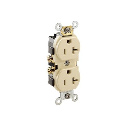 Leviton Commercial Grade Duplex Receptacle, 20 Amp, 125 Volt CR020-I