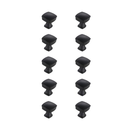 Plaza 1.3 in. Irvin Multipack Square Knob, Matte Black, 10PK PL3480817