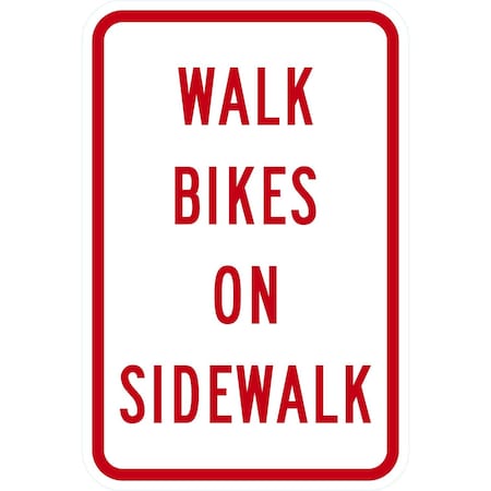 Lyle Walk Bikes On Sidewalk, 12x18, Diamond Grade, White G-3102-DG_12x18