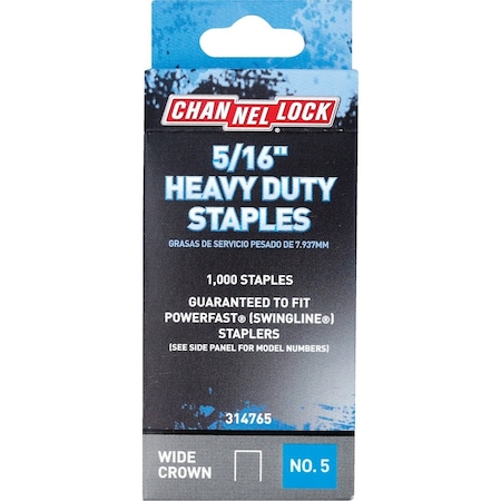 Channellock No. 5 Heavy-Duty Wide Crown Staple 5/16'', 1000PK 314765