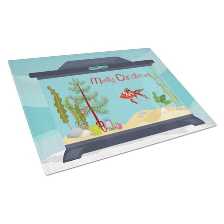 Carolines Treasures Shubunkin Goldfish Merry Christmas Glass Cutting Board - Large CK4517LCB