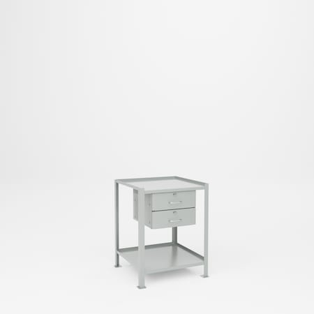 Pucel Utility Table, Two Shelf Two Drawer, 23 in W x 24 in D x 31 in H, Gray TU-2324-2-2D