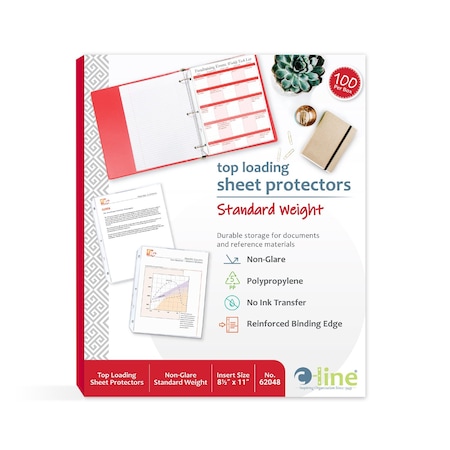 C-Line Products 8-1/2" x 11" Non Glare Standard Weight Poly Sheet Protectors, 100/BX 62048
