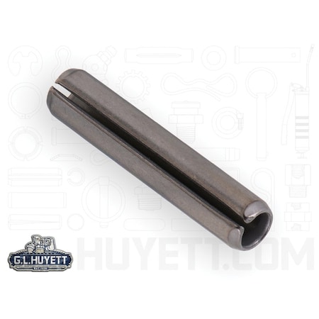 Huyett Slotted Spring Pin, Standard Duty, Passivated 302/304 SS, 0.250 in Dia x 1.250 in L x 0.048 in Wall SPS3P-250-1250